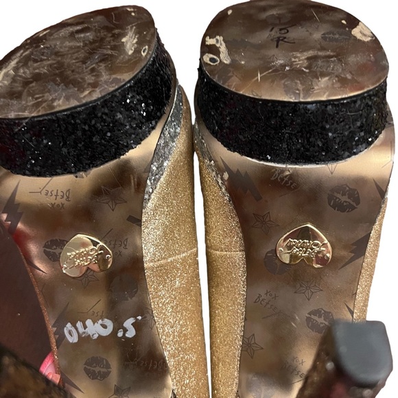 Betsey Johnson Seann Platform Glitter shoes Gold Silver Black Stilettos size 10 - Picture 3 of 8